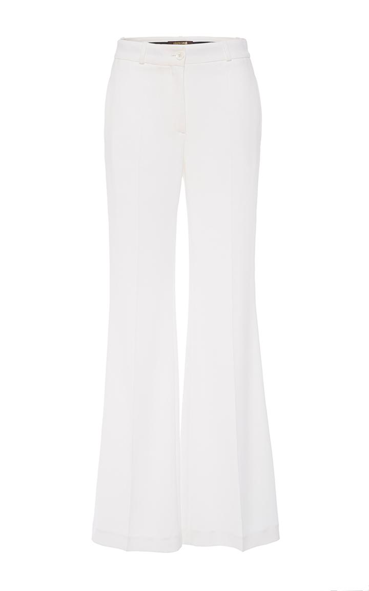 Roberto Cavalli Optical White Viscose Cady Stretch Trousers