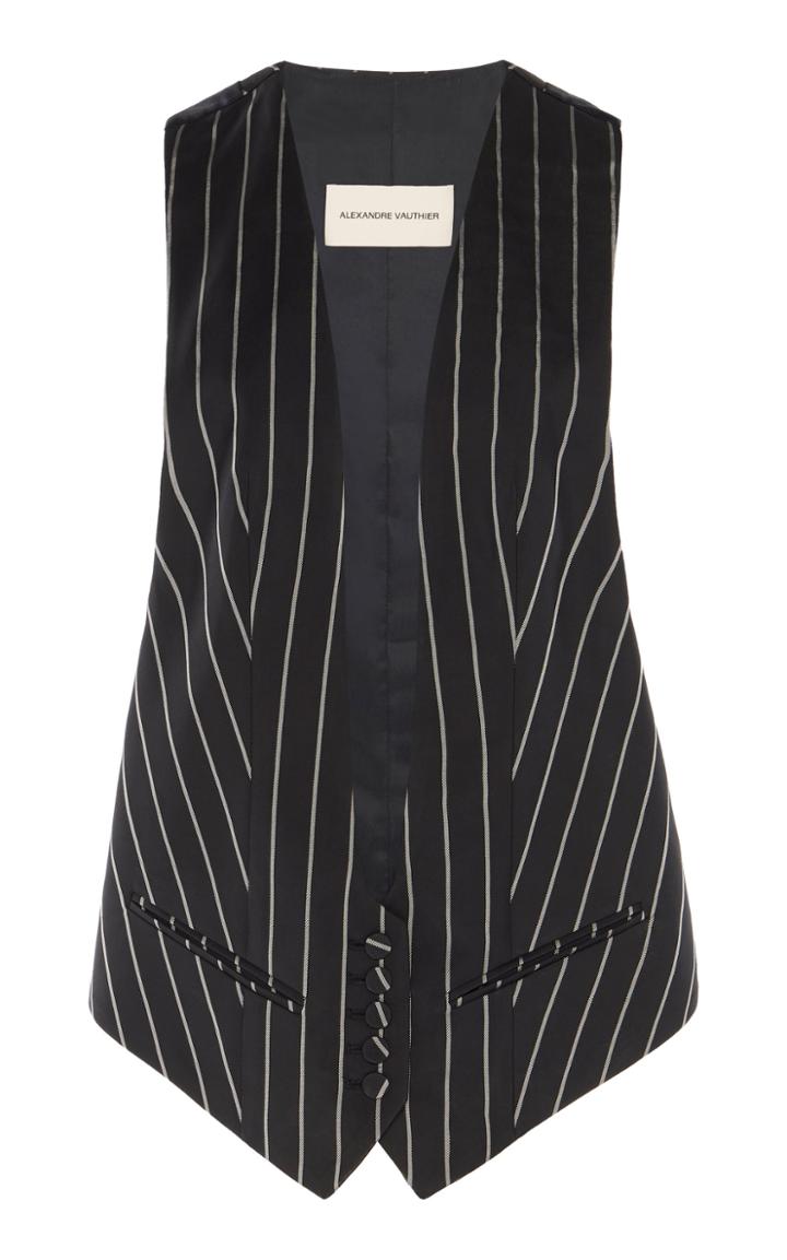 Moda Operandi Alexandre Vauthier Pinstriped Buttoned Vest Size: 34