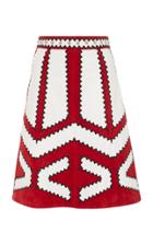 Red Valentino Embroidered Suede Midi Skirt