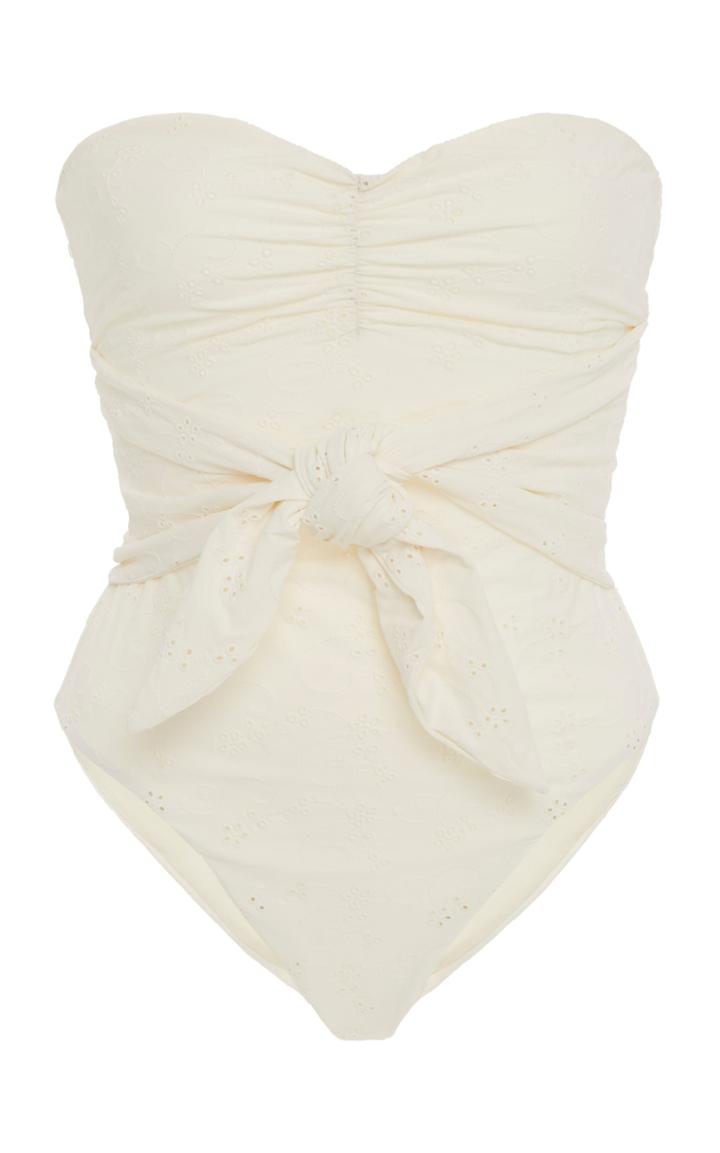 Onia +weworewhat Capri Tie-detailed Eyelet Swimsuit