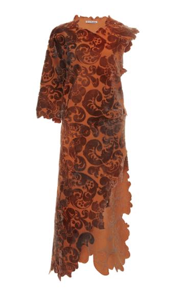 Moda Operandi Acne Studios Delwen Flocked One-shoulder Midi Dress