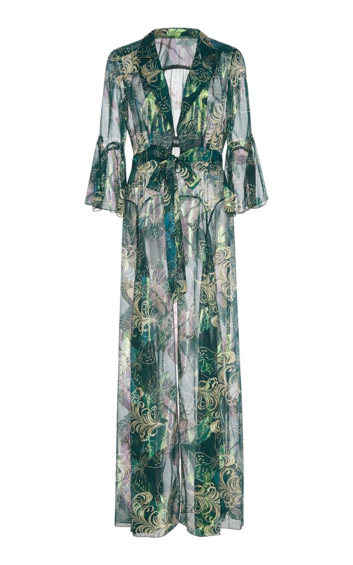 Anna Sui Butterfly Feather Silk Mesh & Lurex Jacquard Cover-up