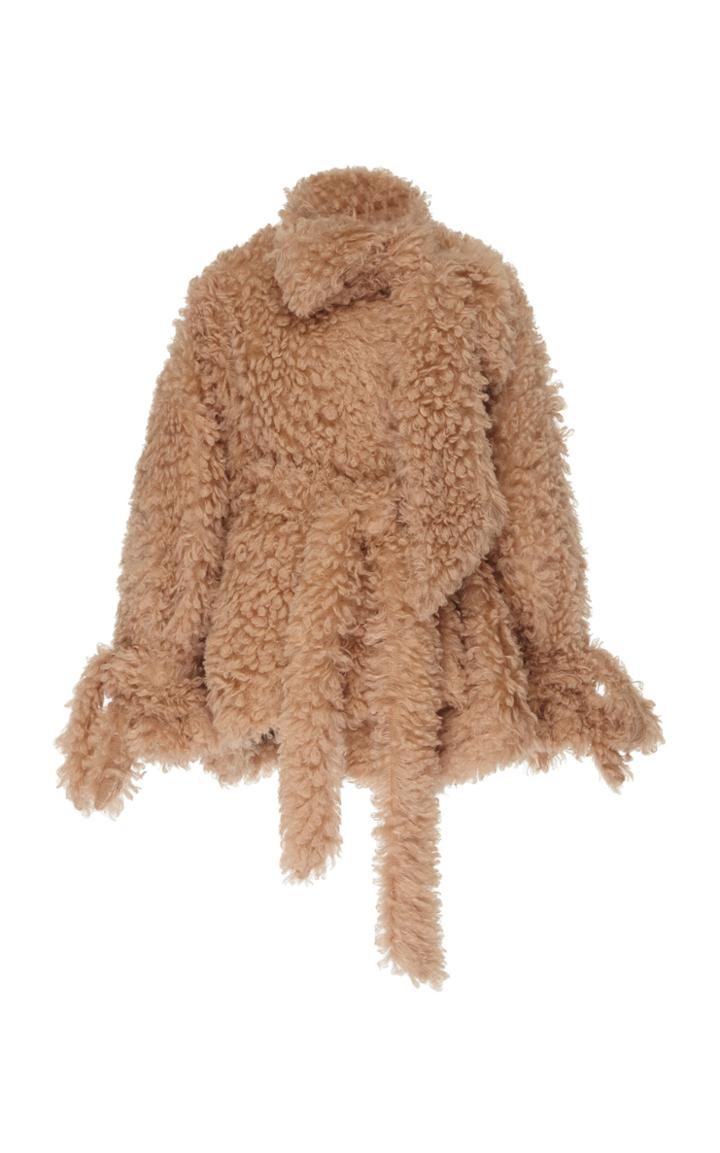 Roland Mouret Albertin Oversized Faux Fur Tie-neck Jacket