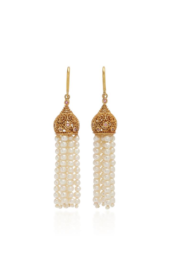 Madhuri Parson Tassel Yellow Gold And Pearl Earrings