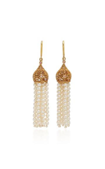Madhuri Parson Tassel Yellow Gold And Pearl Earrings