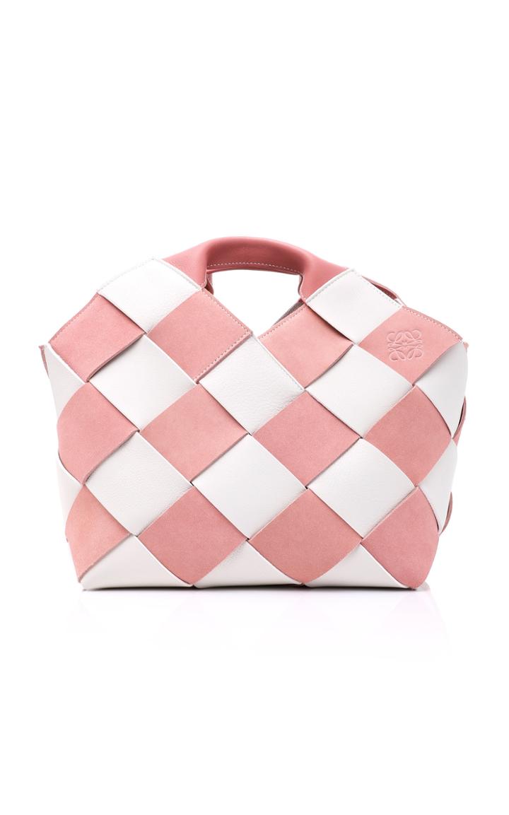 Loewe Two-tone Woven Leather And Suede Tote