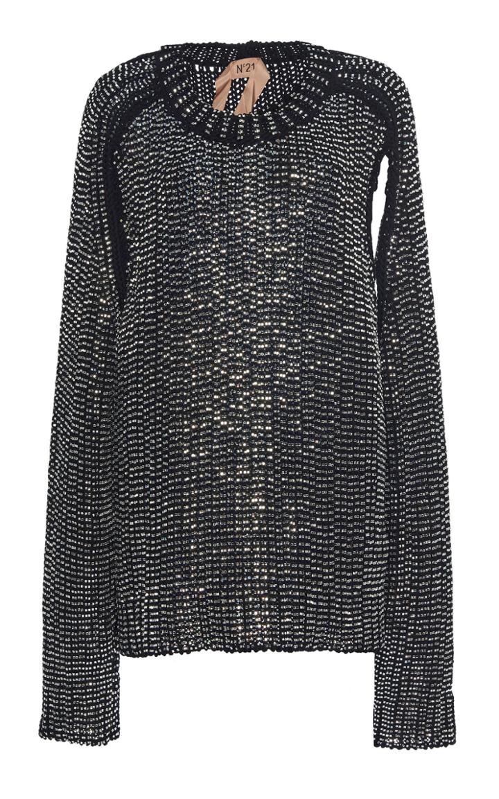 Moda Operandi N21 Embellished Cotton Sweater Size: 36