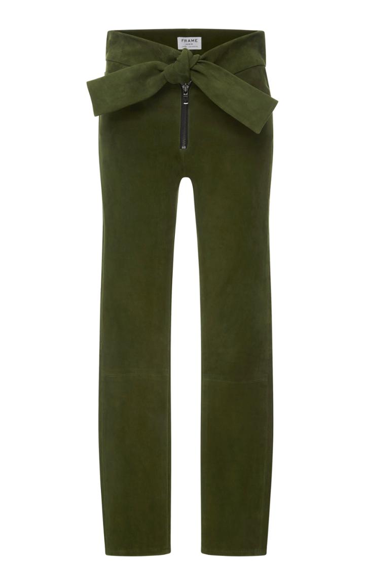Frame Denim Bow-embellished Suede Leggings