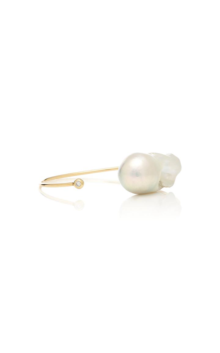 Mizuki Large Baroque Pearl And Diamond Cuff