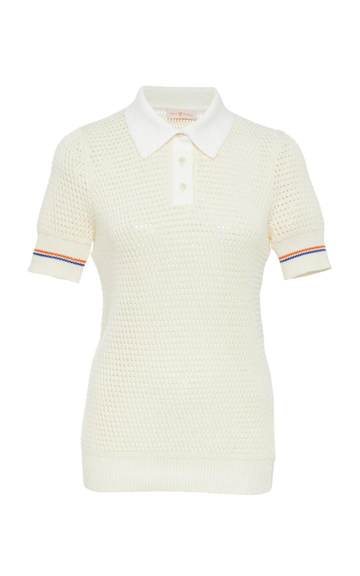 Tory Burch Mesh Polo Sweater