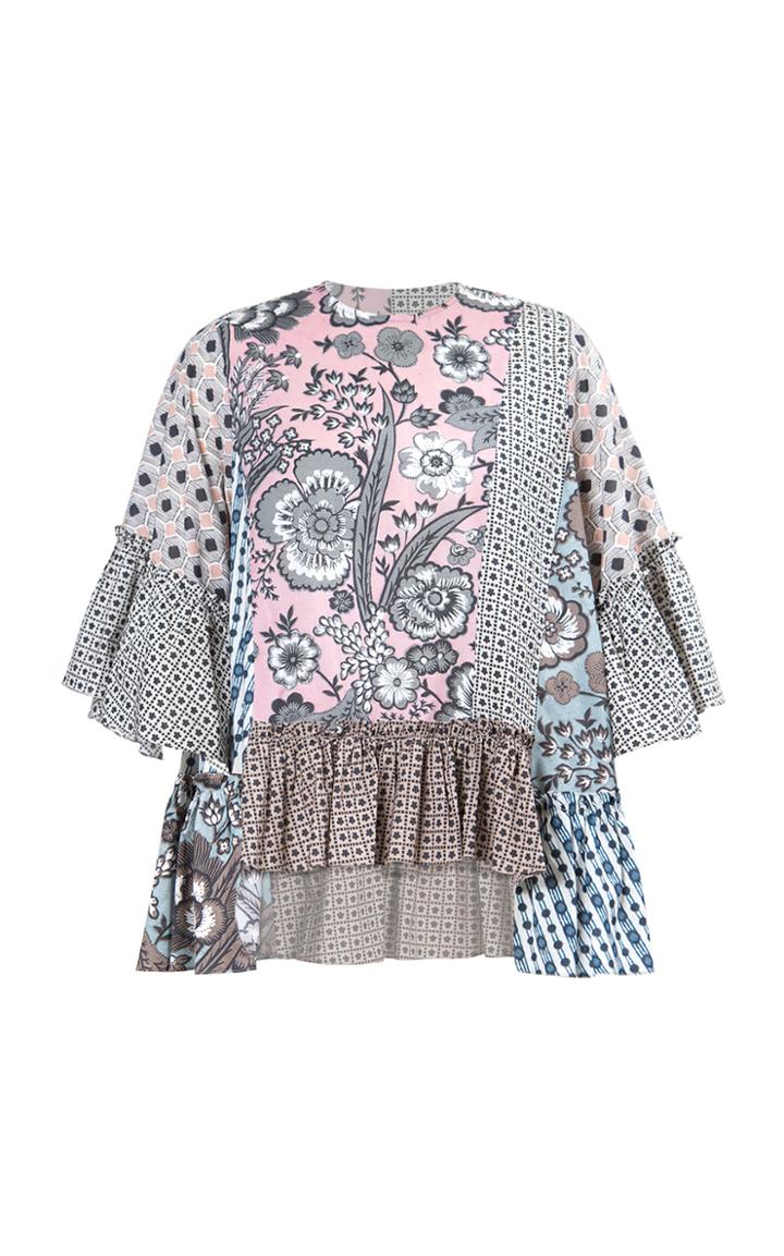 Moda Operandi Biyan Sello Printed Cotton Peplum Blouse