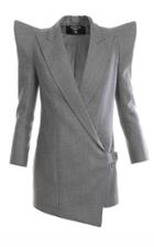Moda Operandi Balmain Asymmetric Flannel Wrap Blazer