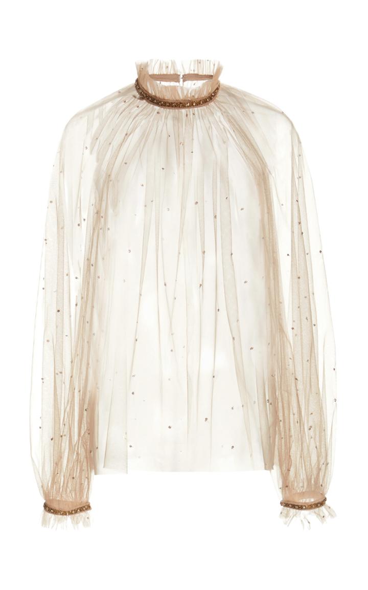 Moda Operandi Marchesa Crystal-trimmed Tulle Top