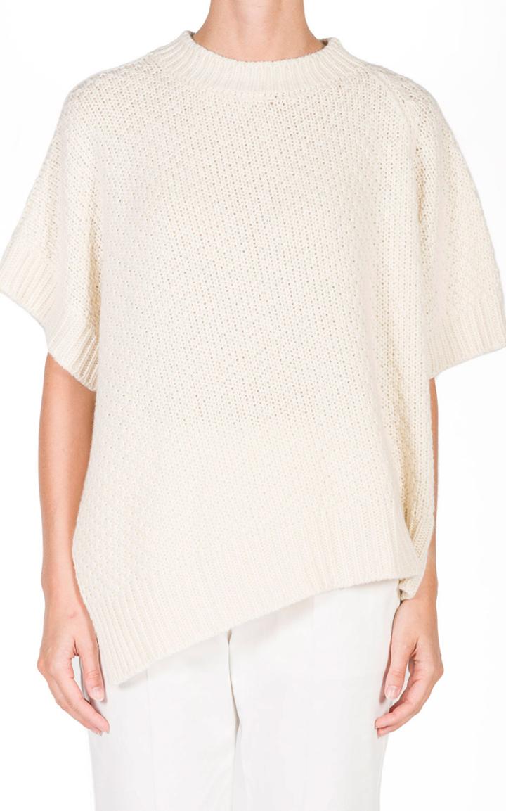 Moda Operandi Agnona Asymmetric Cashmere-cotton Short Sleeved Sweater