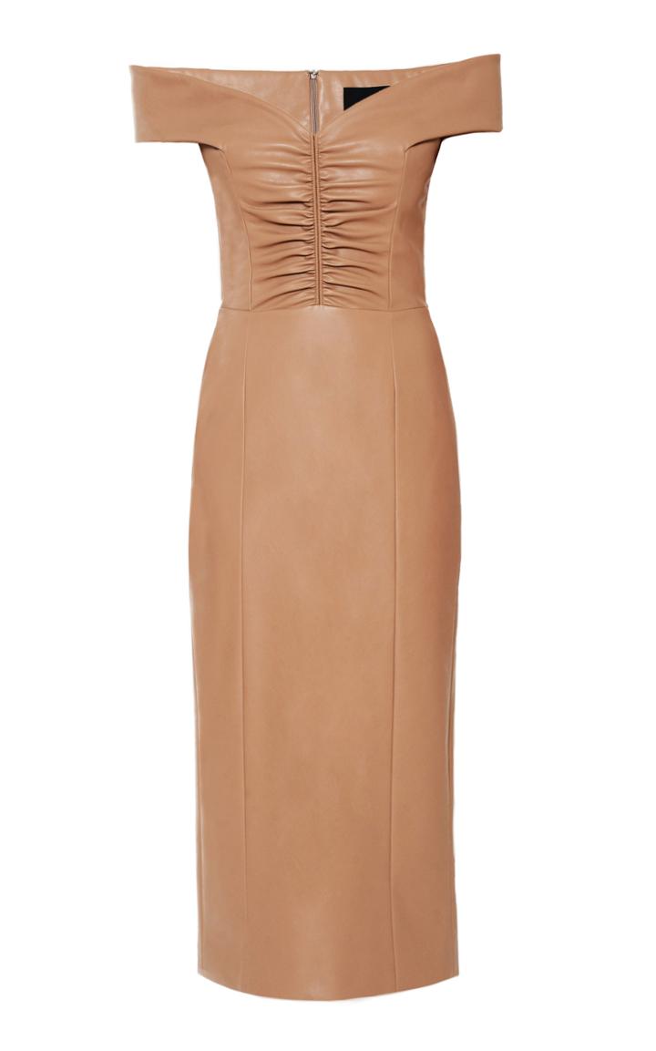 Moda Operandi Anouki Bardot Shoulder Vegan Leather Pencil Dress