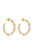 Fallon Gold-tone Brass And Crystal Hoop Earrings