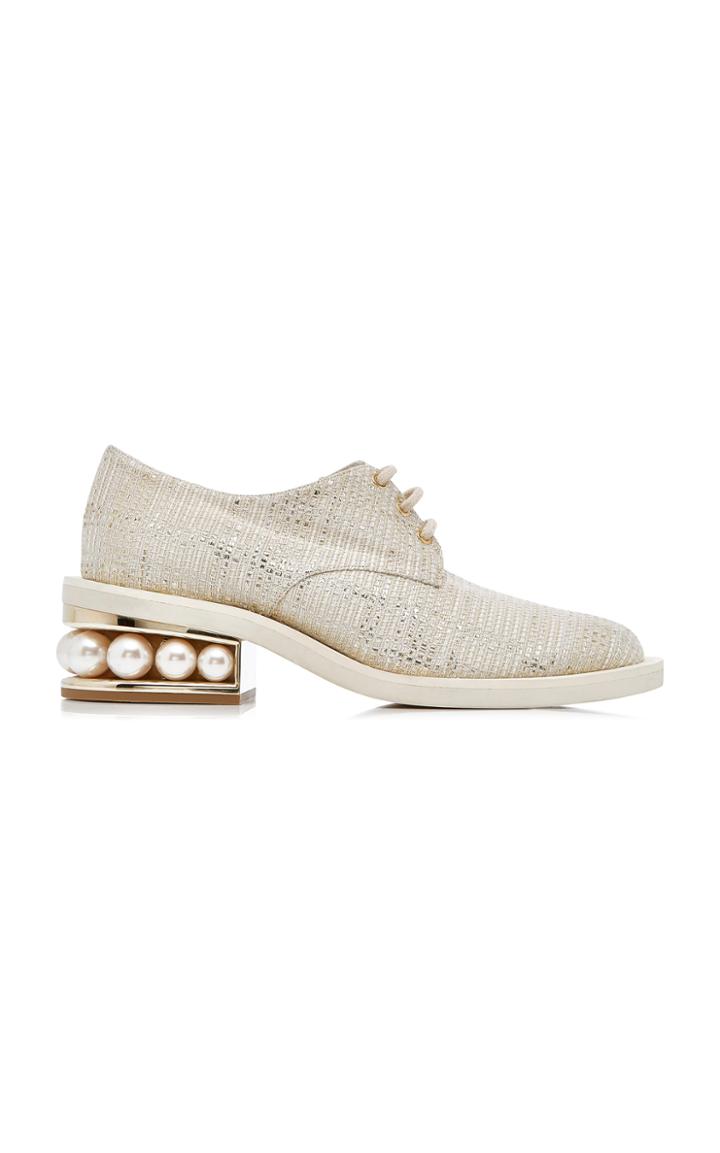 Nicholas Kirkwood Pearl-trimmed Woven Derby Shoes