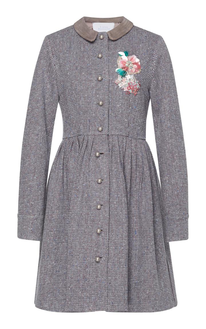 Luisa Beccaria Tweed Mini Dress With Embroidery