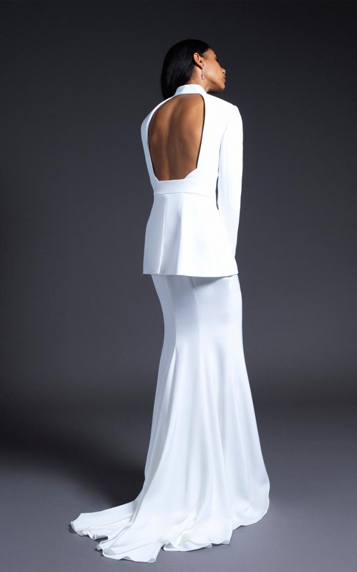 Cushnie Bridal Alex Collarless Fitted Jacket With Open Back