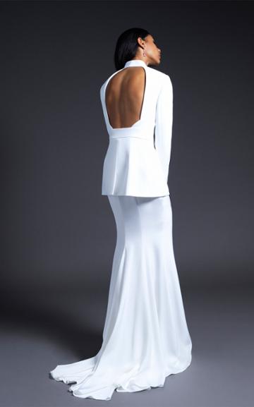 Cushnie Bridal Alex Collarless Fitted Jacket With Open Back