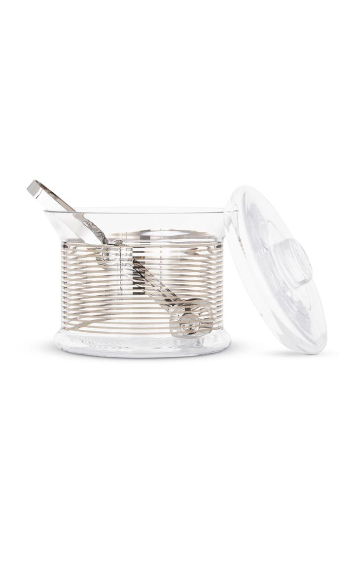 Tom Dixon Tank Ice Bucket Platinum Stripe & Tongs