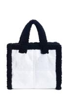 Stand Studio Lola Large Faux Shearling-trimmed Patent Tote