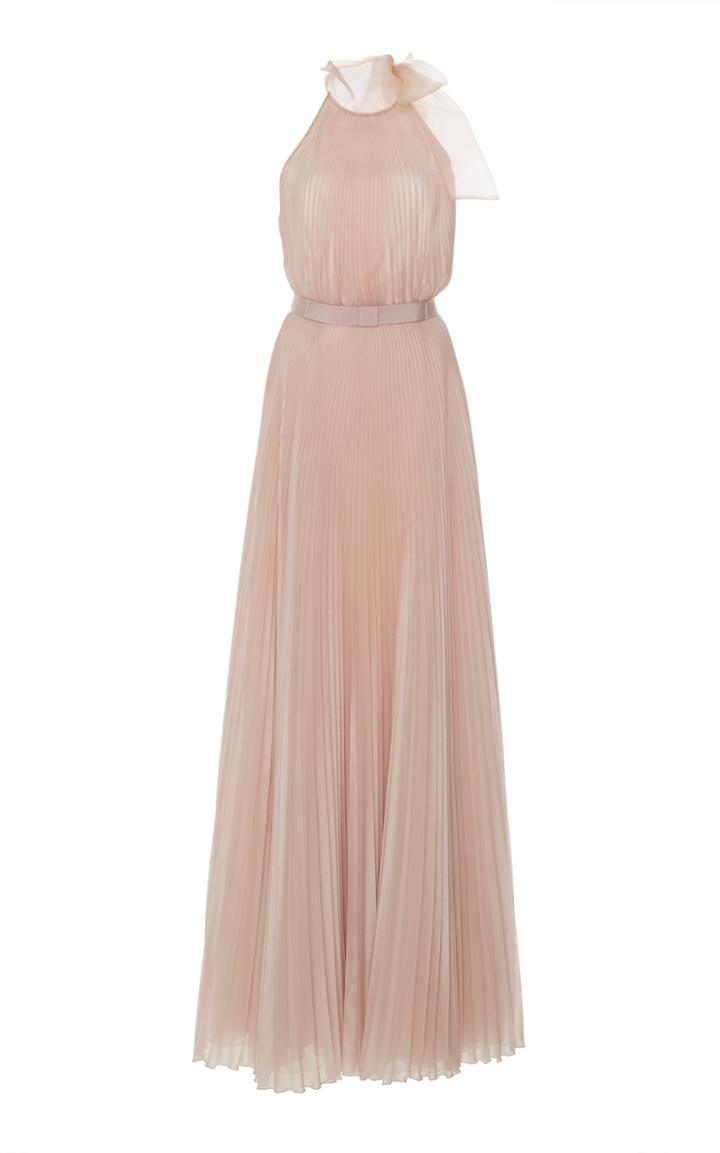 Luisa Beccaria Georgette Halter Neck Maxi Dress