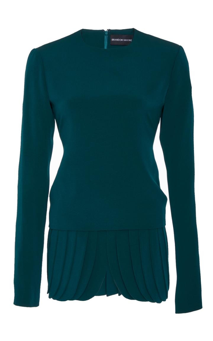 Brandon Maxwell Layered Petal Peplum Long Sleeve Top