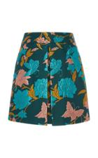 La Doublej Santa Monica Pleated Floral-jacquard Mini Skirt