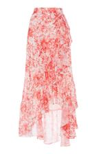Costarellos Asymmetric Printed Georgette Skirt