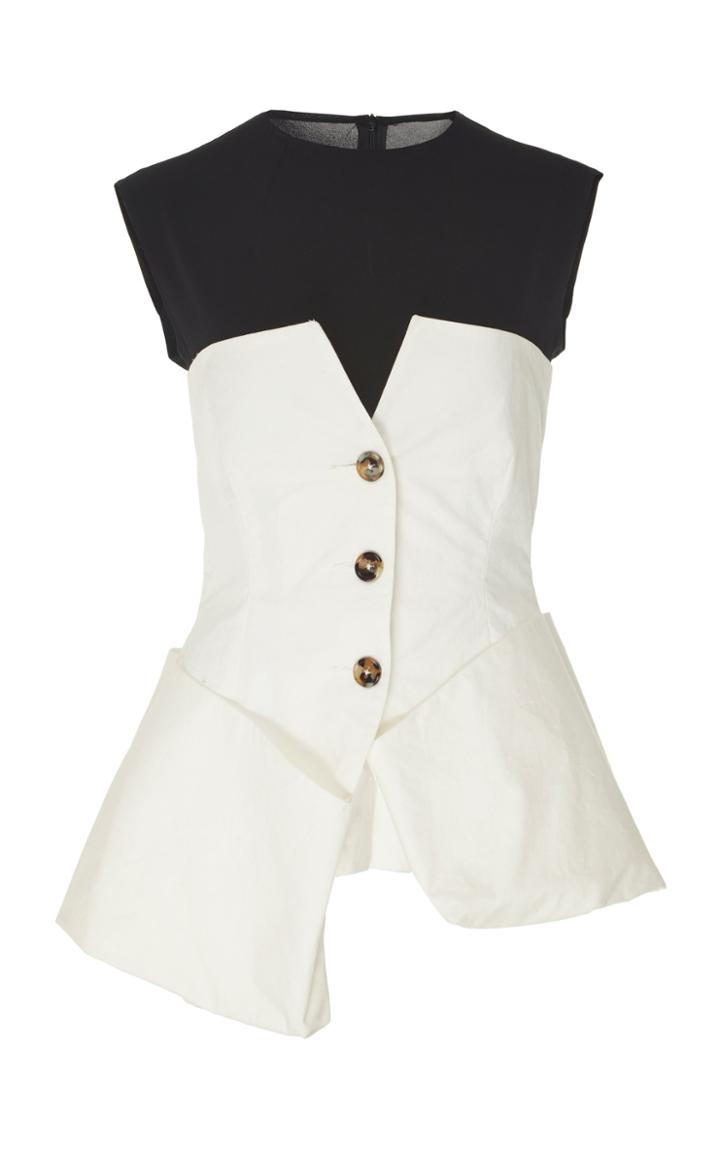 A.w.a.k.e. Mode Cotton And Stretch-crepe Peplum Top