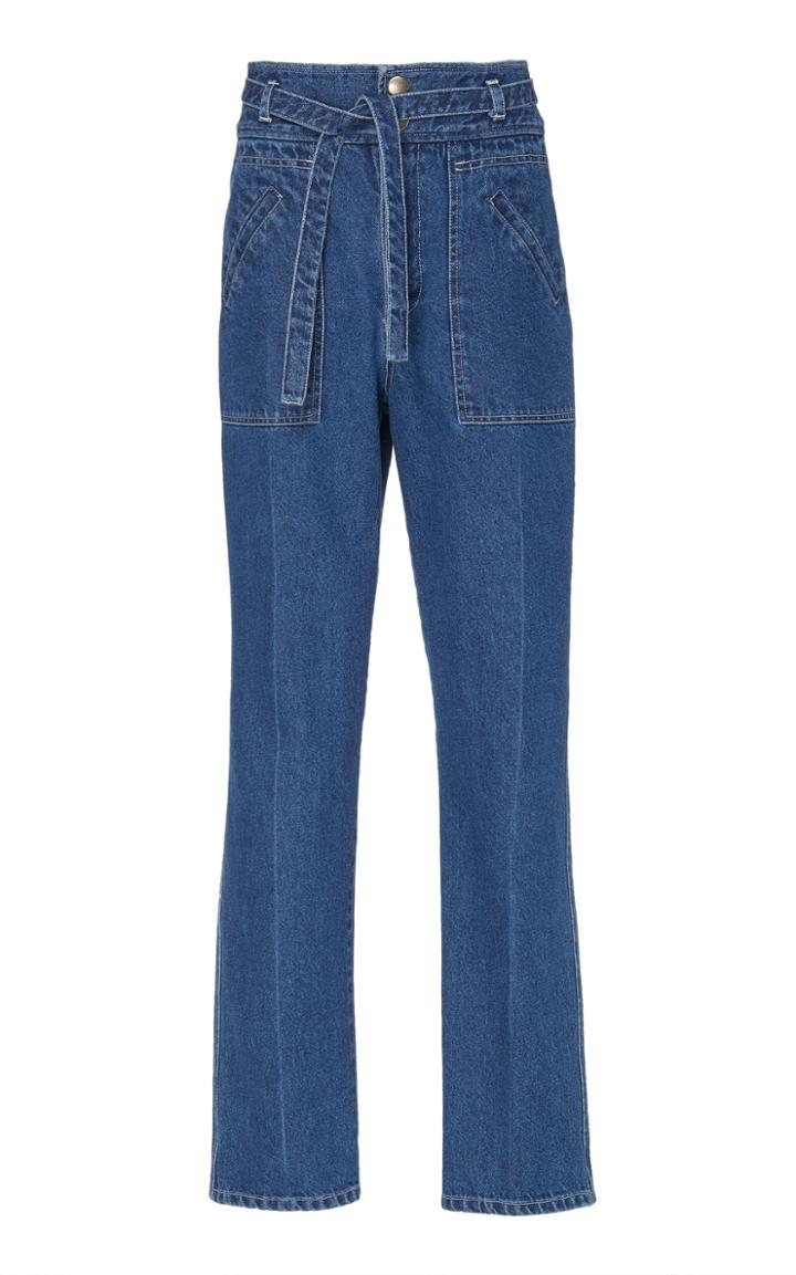 Sea Belted High-waisted Denim Straight-leg Jeans