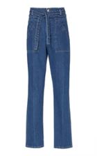 Sea Belted High-waisted Denim Straight-leg Jeans