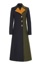Tory Burch Collared Color-blocked Wool-blend Coat