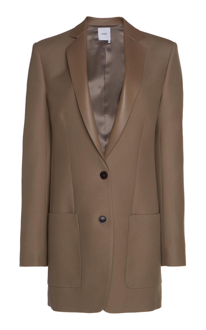 Agnona Leather-trimmed Wool Blazer