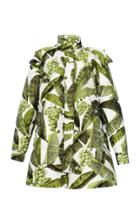 Oscar De La Renta Banana Leaf Hooded Quilt Coat