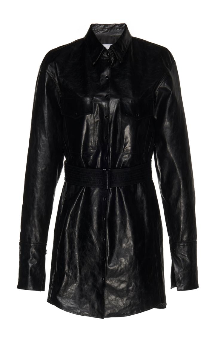 Olivier Theyskens Leather Shirt Dress