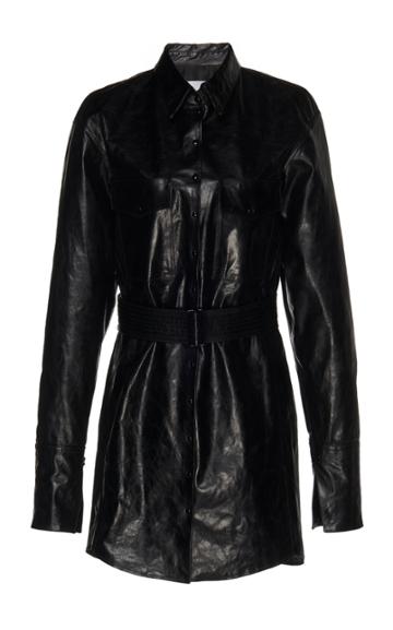 Olivier Theyskens Leather Shirt Dress