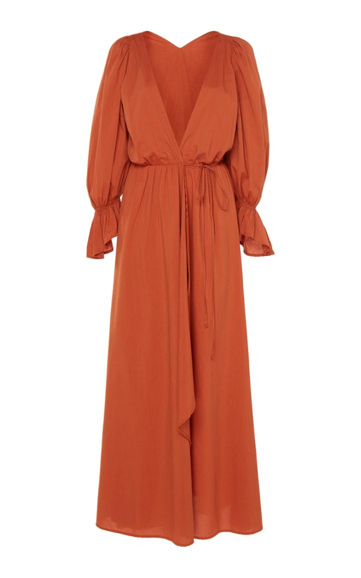 Cult Gaia Oona Plunging V-neck Drawstring-waist Midi Dress