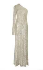 Naeem Khan Sequined Long Sleeve Crew Neck Gown