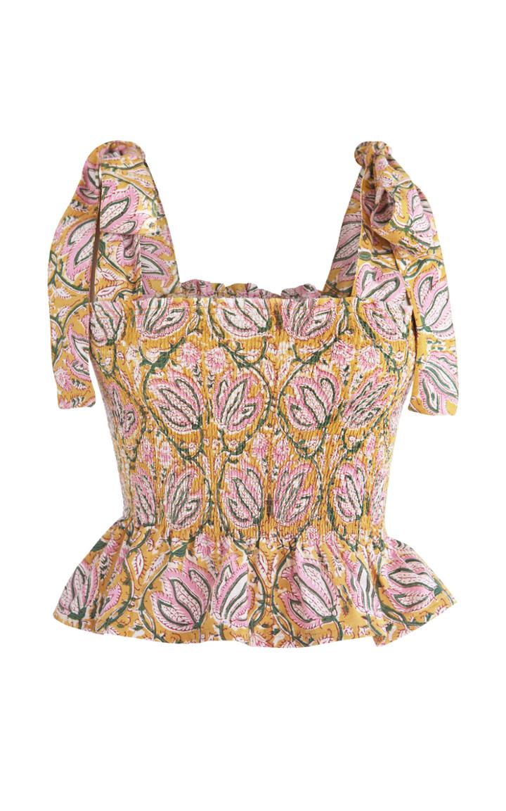 Moda Operandi Alix Of Bohemia Jezebel Printed Cotton Bow Top