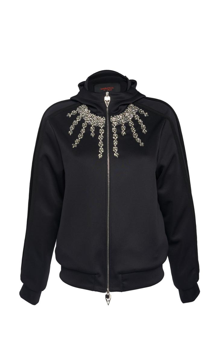 Giambattista Valli Jewel Embellished Satin Sweatshirt