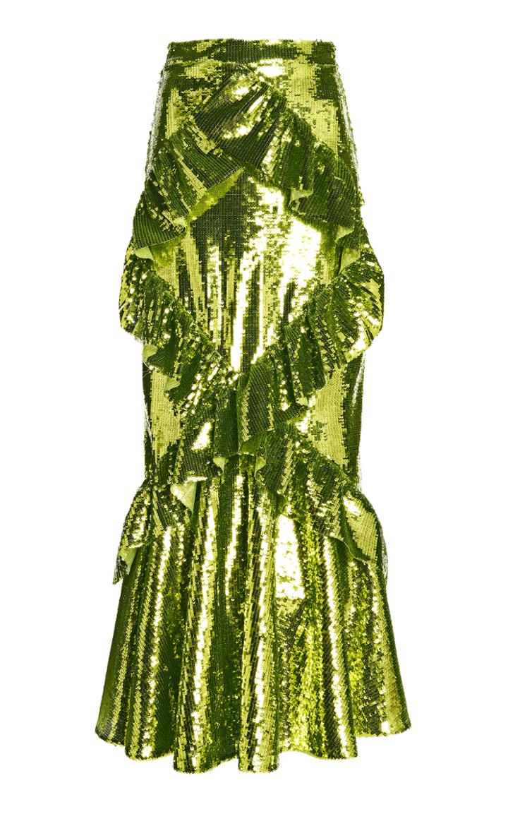 Moda Operandi Huishan Zhang Effie Ruffled Sequined Skirt