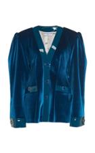 Rowen Rose Vinyl-trimmed Velvet Cardigan Jacket