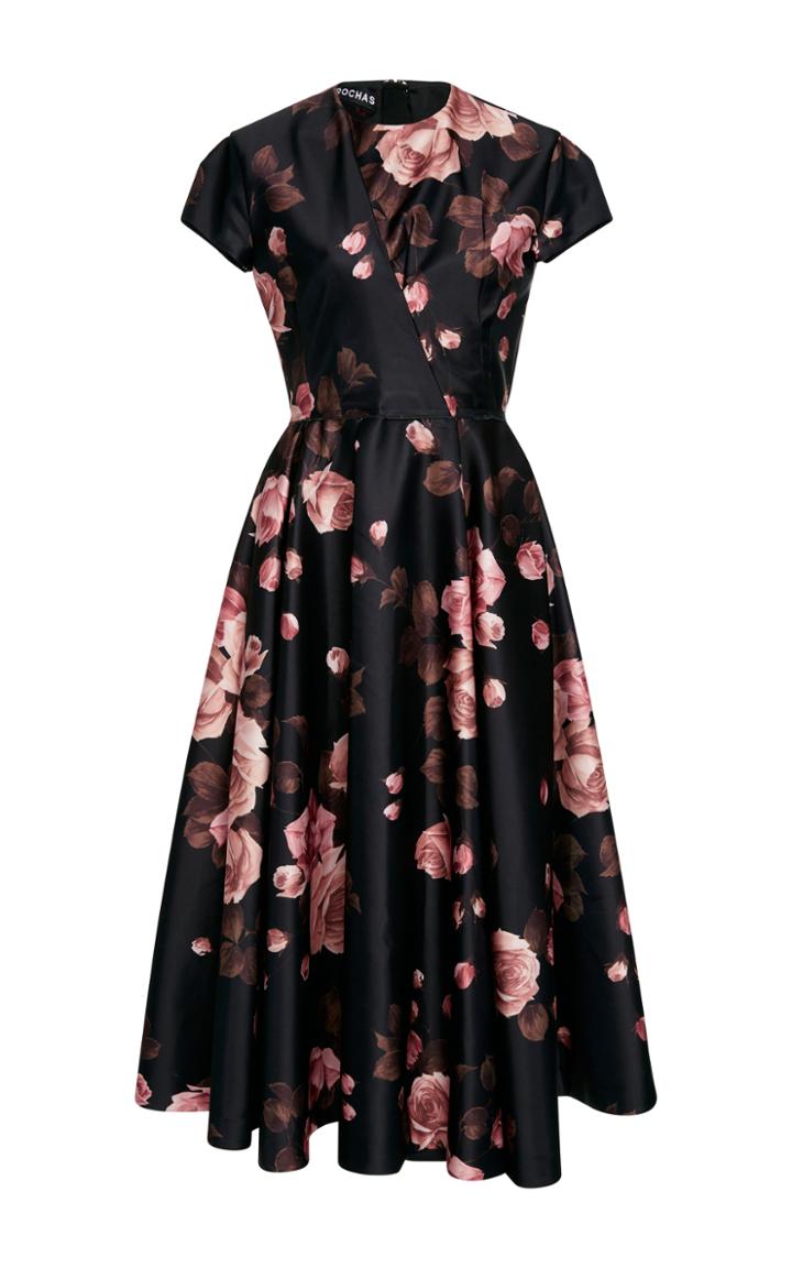 Rochas Floral-print Satin Dress
