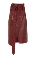Petar Petrov Asymmetric Leather Wrap Skirt