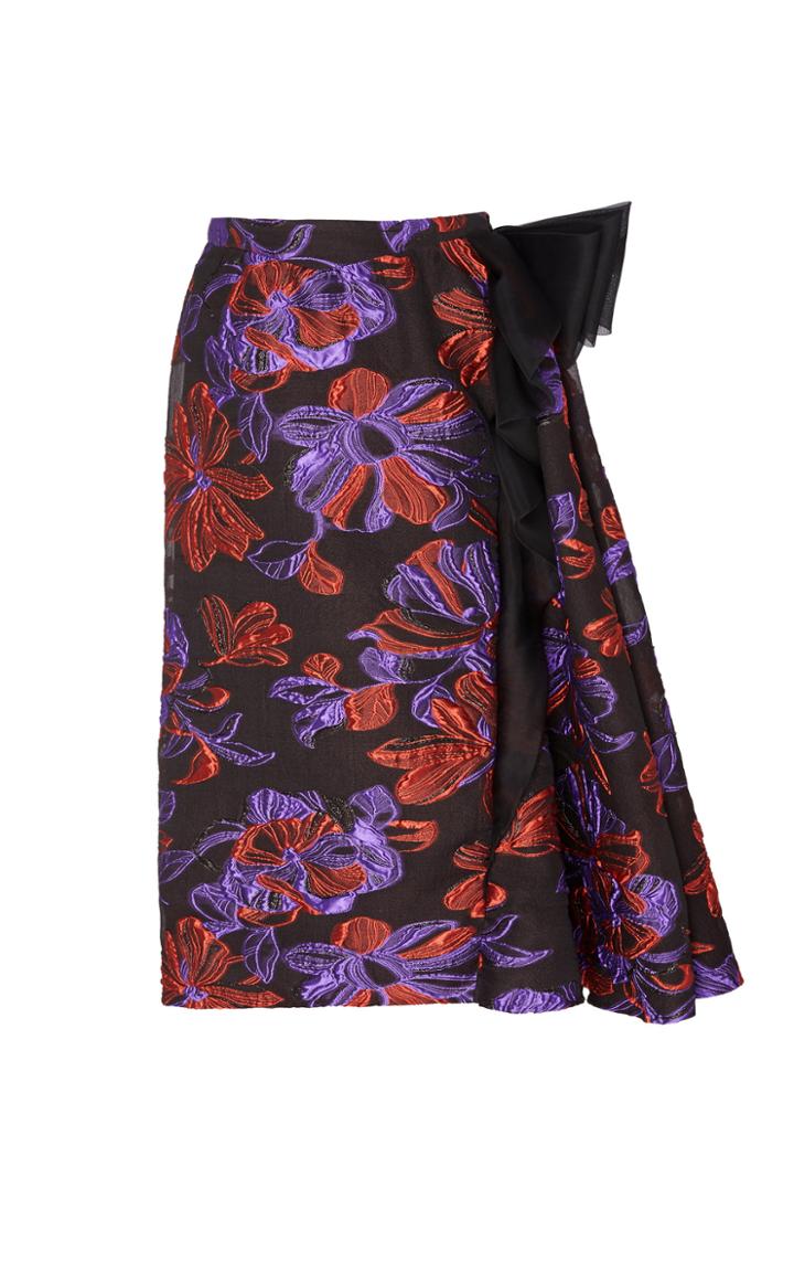 Moda Operandi Rodarte Floral Ruffled Boucle Mini Skirt Size: 0