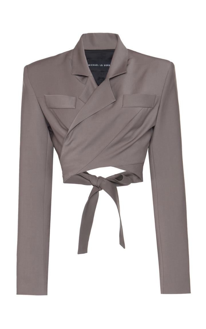 Moda Operandi Michael Lo Sordo Cropped Wool Wrap Blazer