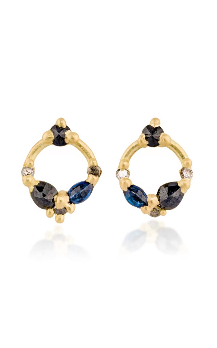 Polly Wales Des Gouttes De Rose 18k Gold Sapphire Earrings