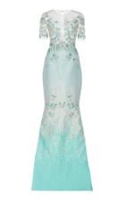 Pamella Roland Ombre Jacquard-knit Organza Gown
